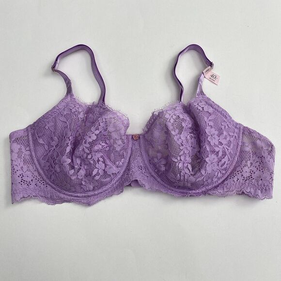 Victorias Secret Dream Angels Bra Womens 40C Purple Lace Unlined Underwire - Picture 1 of 8